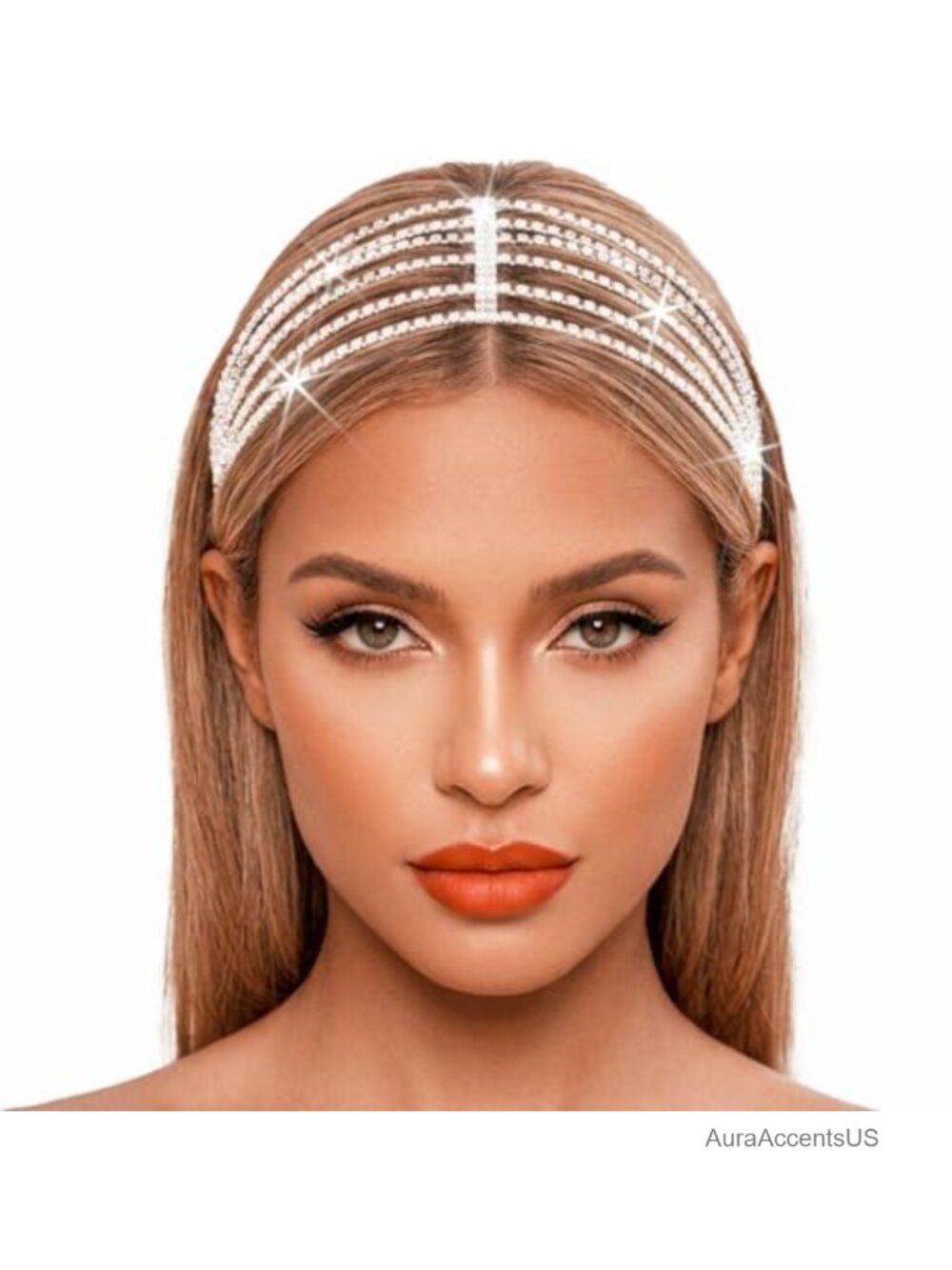 Rhinestone Crystal Layered Stretch Headband Wedding Bride Hair Accessory